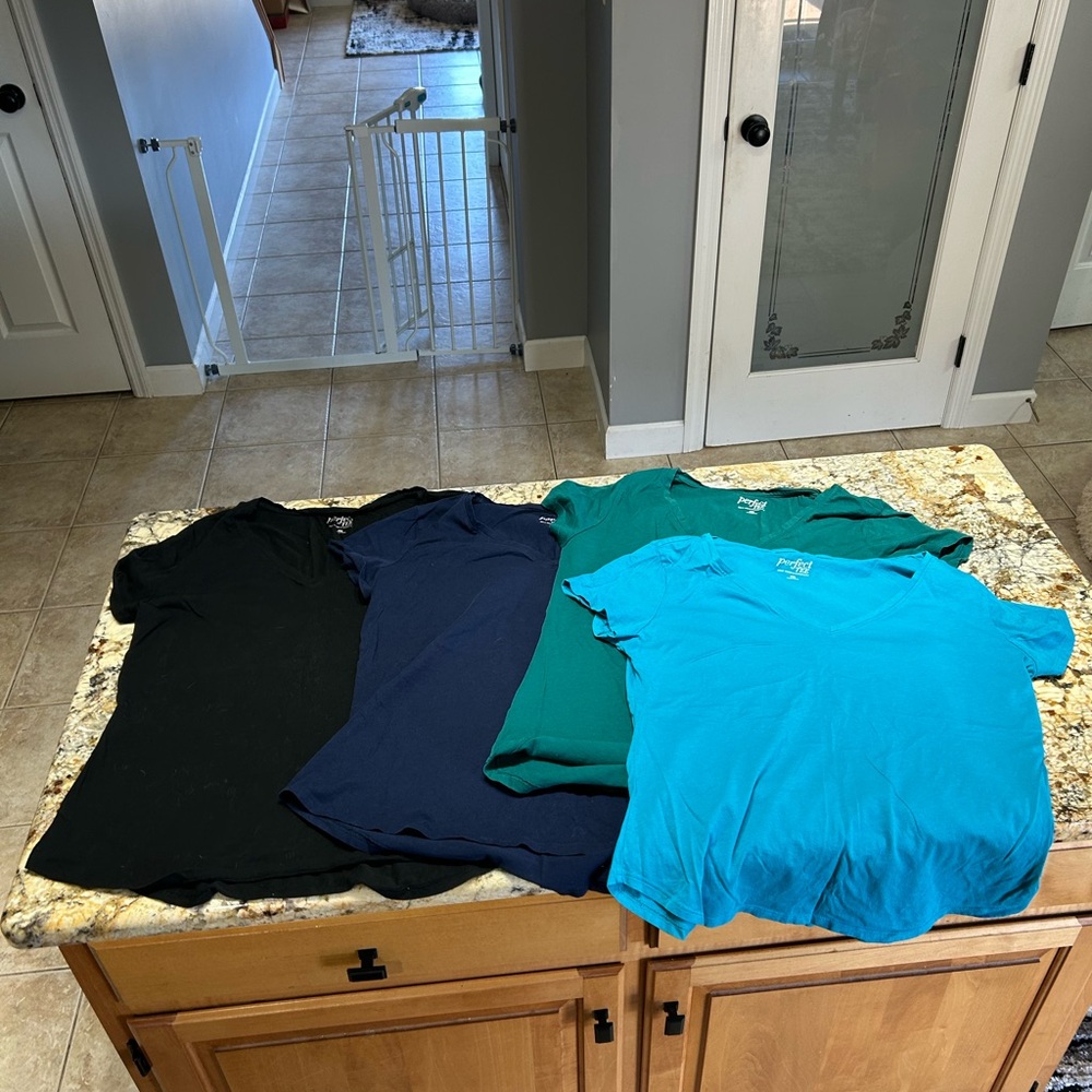 New York & Company Perfect Tee in Blue,Black, Green and light blue- 4 shirts